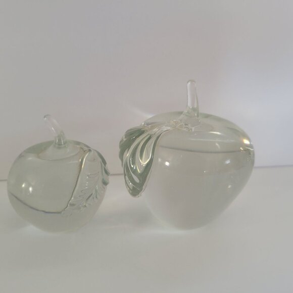 Clear Glass Apple Art Decor Sculptures Peperweights - Picture 1 of 11